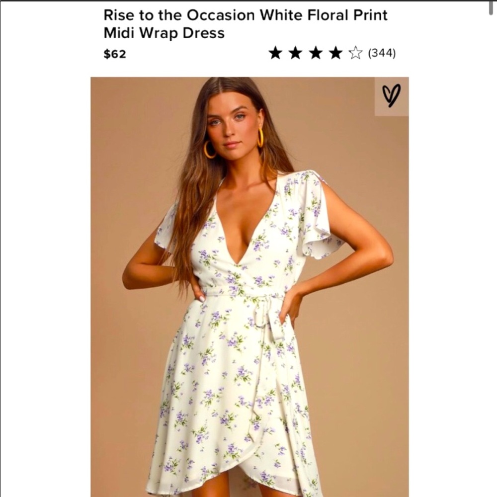 💜Lulus V-Neck White Floral Wrap Dress NWT! Medium